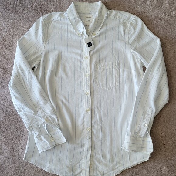 NEW GAP Women's Oxford Long Sleeve Striped Shirt Size XS NWT - Picture 4 of 9